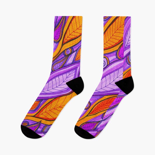 Item preview, Purple and Orange Flowing Leaves with Spirals designed and sold by artofkathleen.