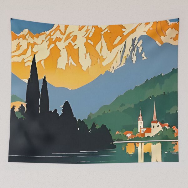 Item preview, Lake Bled Slovenia Vintage Travel Art designed and sold by ZionPosteria.