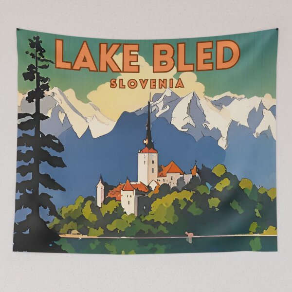 Item preview, Lake Bled Slovenia Vintage Travel designed and sold by ZionPosteria.