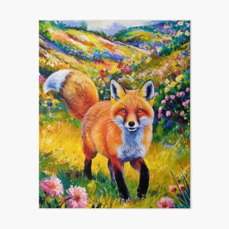Item preview, Fox Portrait. Spring season, floral fox, vintage fox, fox painting, Paul Cezanne style designed and sold by FoxVibes.