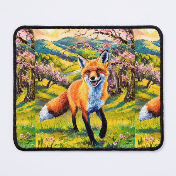 Item preview, Fox Portrait. Spring season, floral fox, vintage fox, fox painting, Paul Cezanne style designed and sold by FoxVibes.