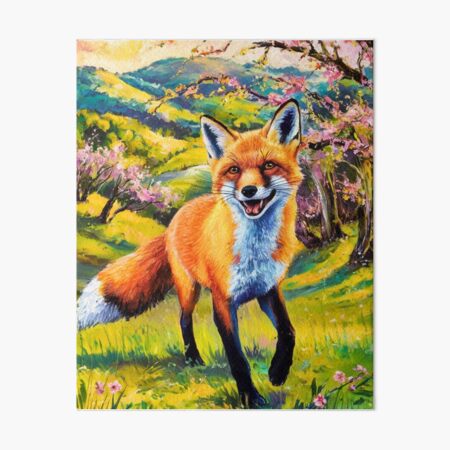 Item preview, Fox Portrait. Spring season, floral fox, vintage fox, fox painting, Paul Cezanne style designed and sold by FoxVibes.