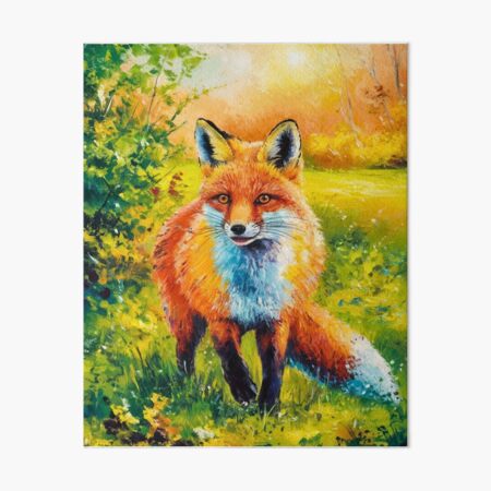 Item preview, Fox Portrait. Spring season, floral fox, vintage fox, fox painting, Paul Cezanne style designed and sold by FoxVibes.