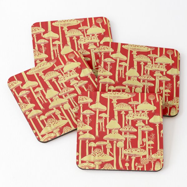 Item preview, Vintage Ivory Mushrooms on Red  designed and sold by Artlizzard.