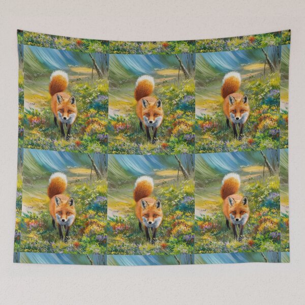 Artikelvorschau, Fuchs-Porträt. Frühlingszeit, Blumenfuchs, Vintage-Fuchs, Fuchs-Malerei, Paul Cezanne-Stil entworfen und verkauft von FoxVibes.