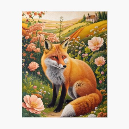 Item preview, Fox Portrait. Spring season, floral fox, vintage fox, fox painting, Paul Cezanne style designed and sold by FoxVibes.