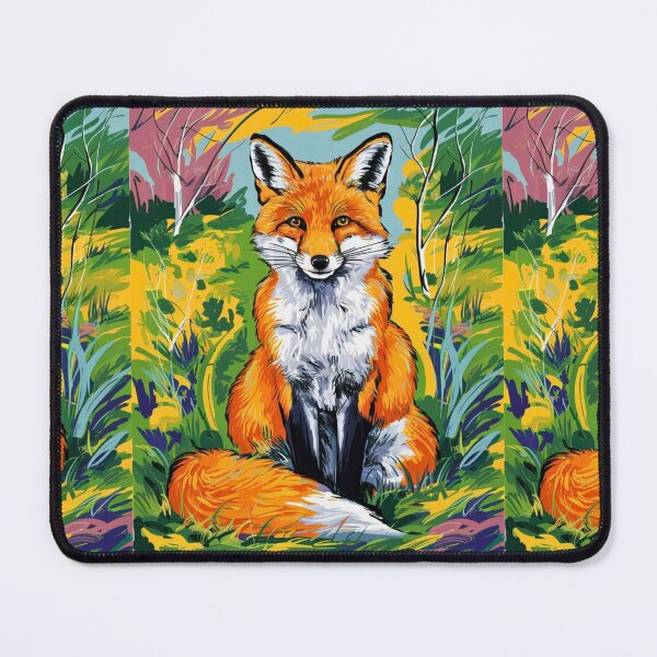 Item preview, Fox Portrait. Spring season, floral fox, vintage fox, fox painting, Paul Cezanne style designed and sold by FoxVibes.