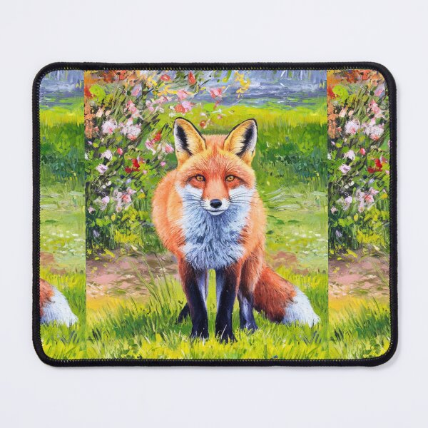 Item preview, Fox Portrait. Spring season, floral fox, vintage fox, fox painting, Paul Cezanne style designed and sold by FoxVibes.