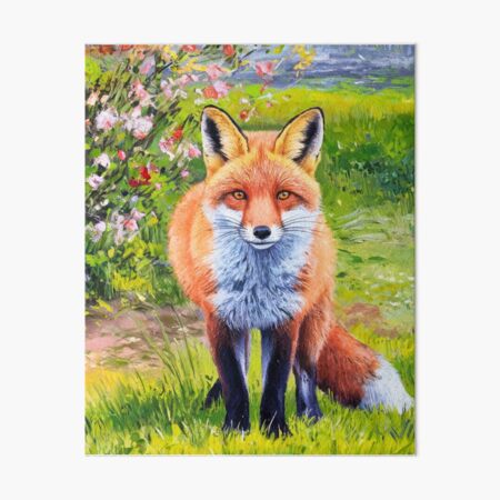 Item preview, Fox Portrait. Spring season, floral fox, vintage fox, fox painting, Paul Cezanne style designed and sold by FoxVibes.