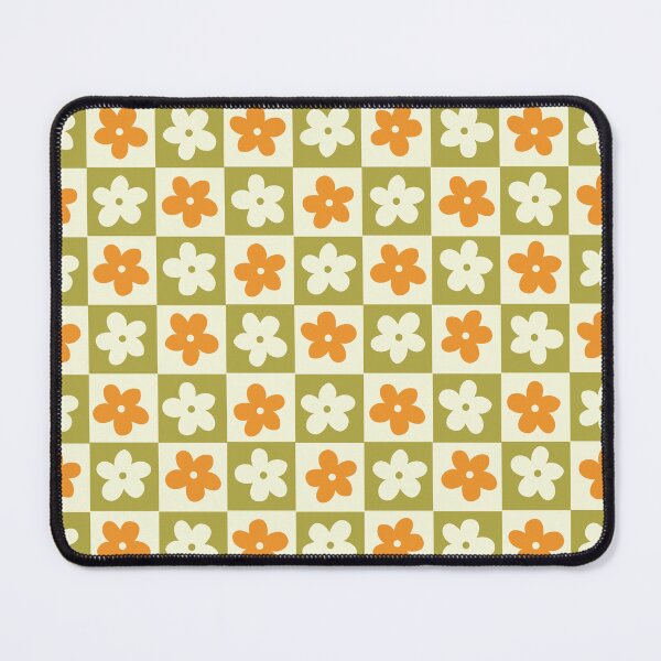 Item preview, Green / Orange / Off White Checkered Squares with Flowers designed and sold by xxroseate.