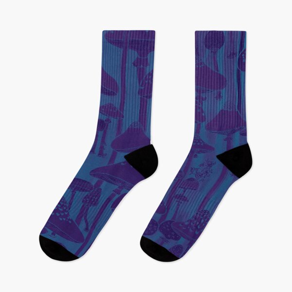 Item preview, Mushrooms in gray blue and dark blue purple designed and sold by Artlizzard.