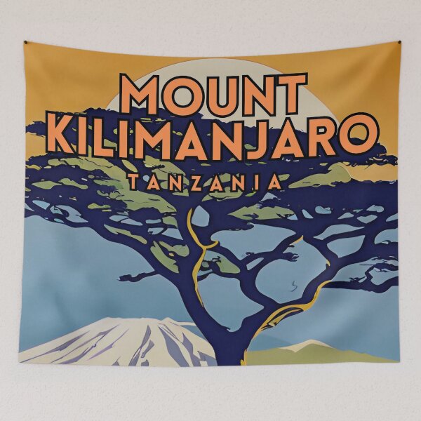 Item preview, Mount Kilimanjaro Tanzania Retro Travel designed and sold by ZionPosteria.