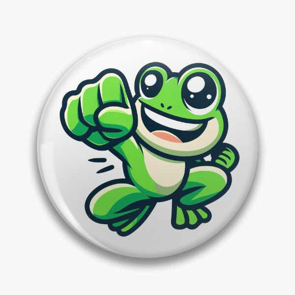 Item preview, Joyful Cartoon Frog Punching the Air - Fun Sticker designed and sold by Simplystik.