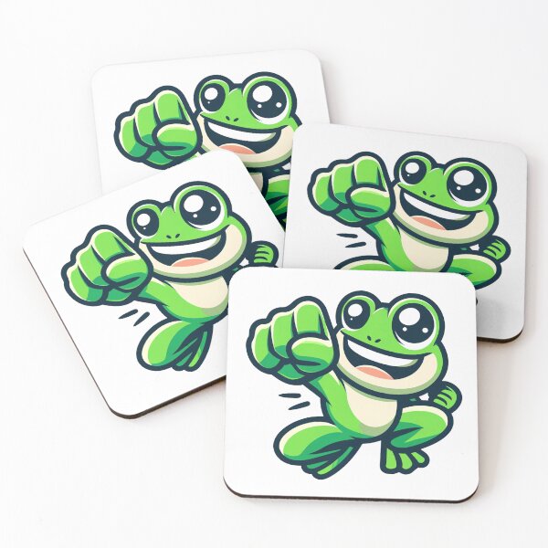 Item preview, Joyful Cartoon Frog Punching the Air - Fun Sticker designed and sold by Simplystik.