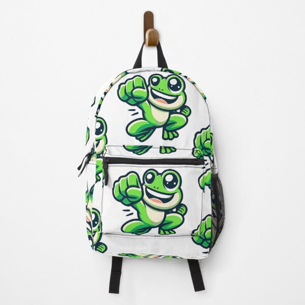 Item preview, Joyful Cartoon Frog Punching the Air - Fun Sticker designed and sold by Simplystik.