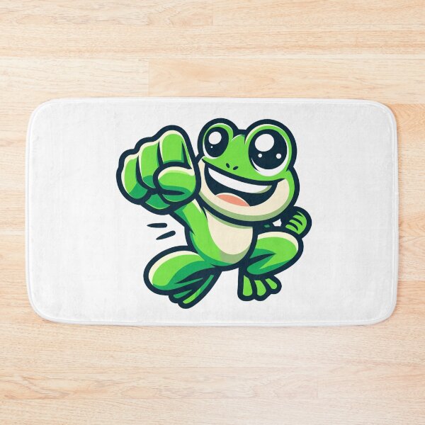 Item preview, Joyful Cartoon Frog Punching the Air - Fun Sticker designed and sold by Simplystik.