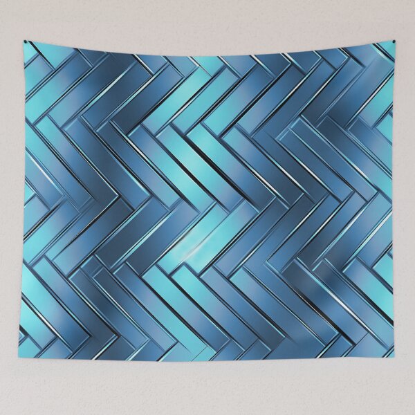 Item preview, Aqua And Blue (Faux) Metallic Herring Bone Pattern designed and sold by DEC02.