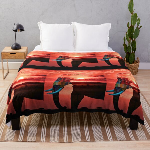 Item preview, Elephant Silhouette. African sunset, Savannah Elephant, colorful elephant designed and sold by ElephantVibes.