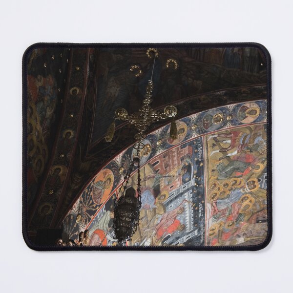 Item preview, Vaulted Orthodox Church Ceiling with Frescoed Saints Icons and a Vigil Lamp designed and sold by Georgia Mizuleva.