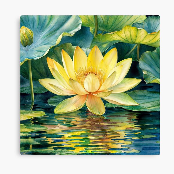 Aperçu de l'œuvre Lotus jaune créée et vendue par AntiqueWhiteArt.