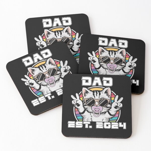 Item preview, Frist time Promote to Dad Est.2024 Cat Peace Sign Hand Retro designed and sold by MTRBSK11.