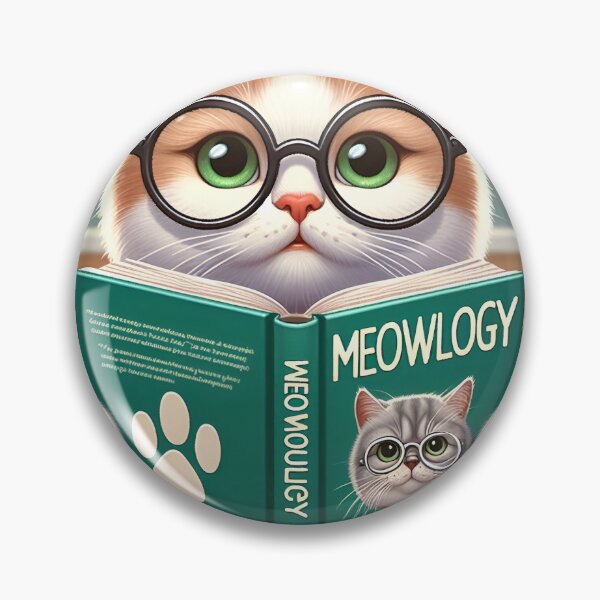 Item preview, A cat with glasses reading a book titled "Meowlogy" designed and sold by DesignRizz.