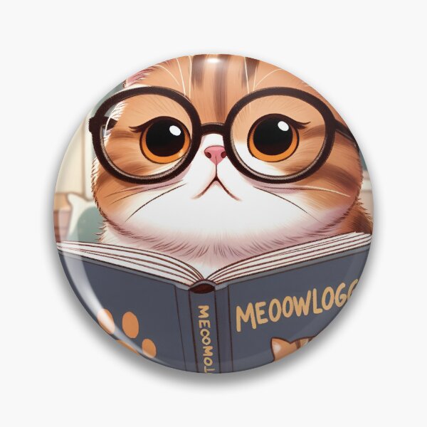 Item preview, A cat with glasses reading a book titled "Meowlogy" designed and sold by DesignRizz.
