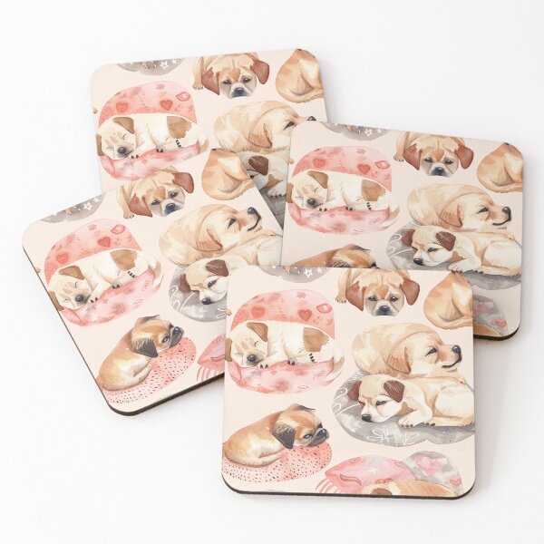 Item preview, Seamless watercolor pattern of dogs napping in cozy beds designed and sold by DMay-art.
