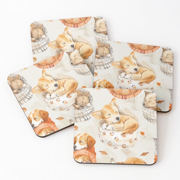 Item preview, Seamless watercolor pattern of dogs napping in cozy beds designed and sold by DMay-art.