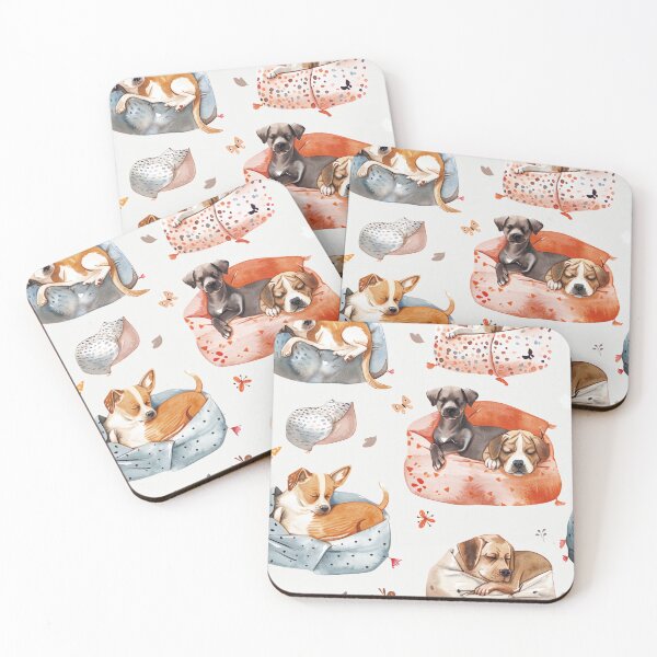 Item preview, Seamless watercolor pattern of dogs napping in cozy beds designed and sold by DMay-art.