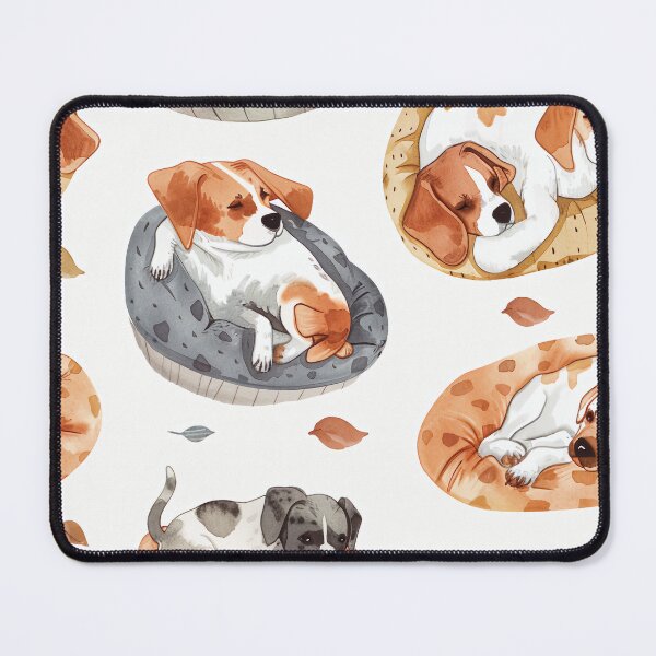 Item preview, Seamless watercolor pattern of dogs napping in cozy beds designed and sold by DMay-art.