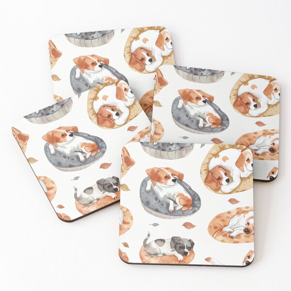 Item preview, Seamless watercolor pattern of dogs napping in cozy beds designed and sold by DMay-art.