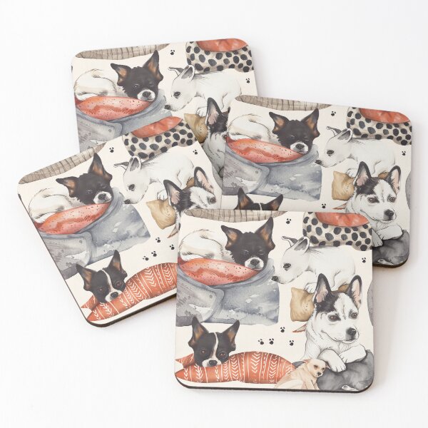 Item preview, Seamless watercolor pattern of dogs napping in cozy beds designed and sold by DMay-art.