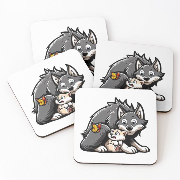 Item preview, Wolf Cub And Butterfly designed and sold by Funny Vintage Stickers And T-Shirts.