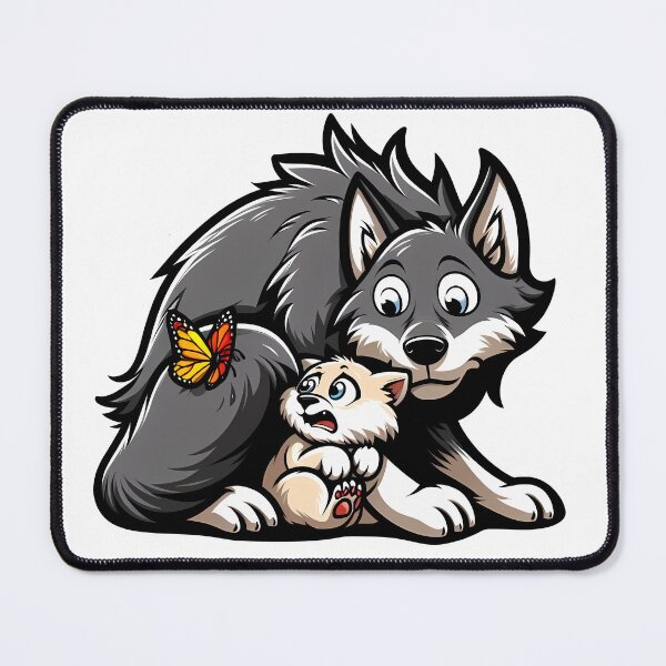 Item preview, Wolf Cub And Butterfly designed and sold by Funny Vintage Stickers And T-Shirts.