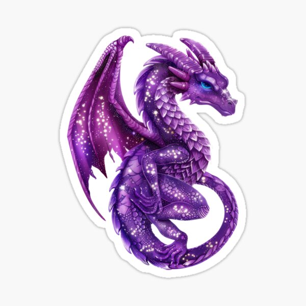 Purple sparkly dragon graphic Sticker
