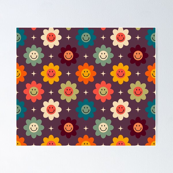Item preview, Purple and Colorful Retro Floral Pattern designed and sold by LMStudioDesigns.