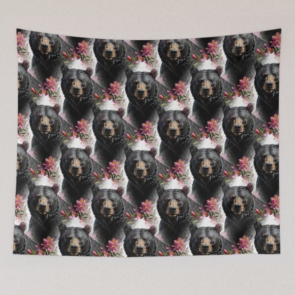 Item preview, West Virginian Bear Surrounded By Rhododendron Flowers Pattern designed and sold by taiche.