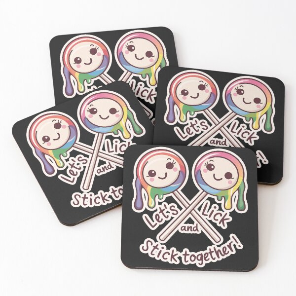 Item preview, ''Let's Lick and Stick Together' Funny Cute LGBTQ Kawaii T-Shirt designed and sold by Witty Shirts.