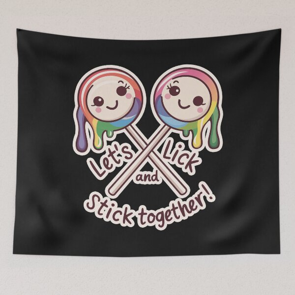 Item preview, ''Let's Lick and Stick Together' Funny Cute LGBTQ Kawaii T-Shirt designed and sold by Witty Shirts.