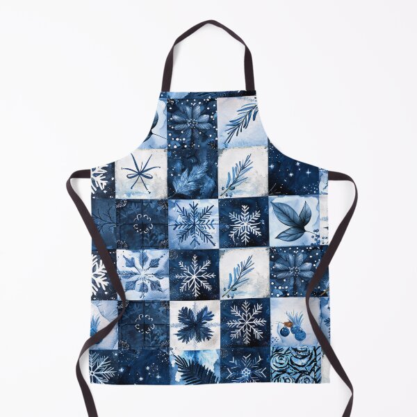 Item preview, Blue Winter Snowflakes with Leaves and Flowers Patchwork  designed and sold by Chestnut Falls Studio.