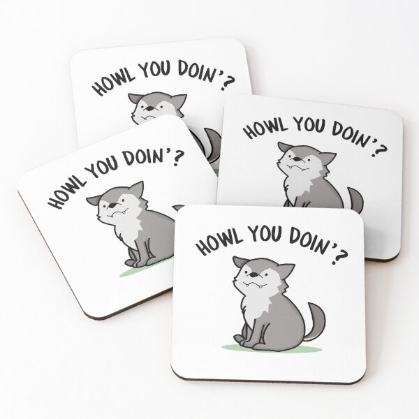Item preview, Howl You Doin Funny Wolf Puns designed and sold by punnybone.