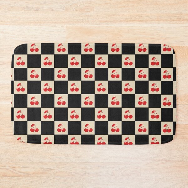 Item preview, Black and Cream Cherry Bomb Checkered Squares designed and sold by xxroseate.