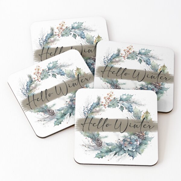 Item preview, Hello Winter - watercolour winter wreath designed and sold by Chestnut Falls Studio.