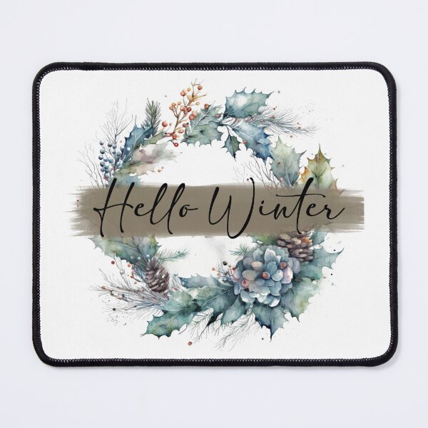 Item preview, Hello Winter - watercolour winter wreath designed and sold by Chestnut Falls Studio.