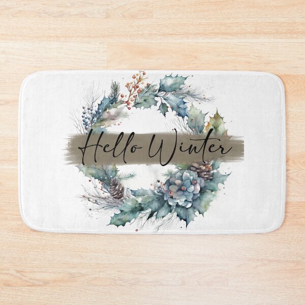 Item preview, Hello Winter - watercolour winter wreath designed and sold by Chestnut Falls Studio.