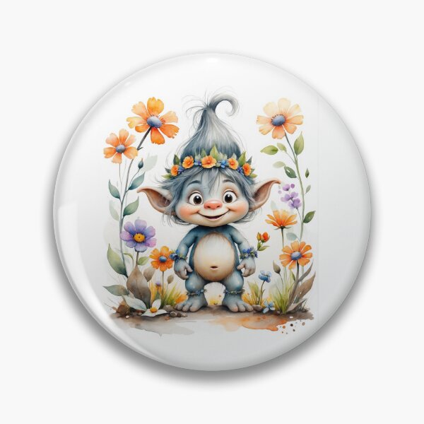 Item preview, Cute smiling troll among flowers designed and sold by KateCrafts.