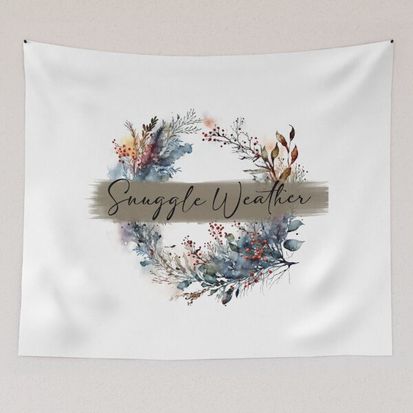 Item preview, Snuggle Weather - watercolour winter wreath designed and sold by Chestnut Falls Studio.