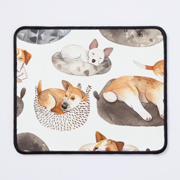 Item preview, Seamless watercolor pattern of dogs napping in cozy beds designed and sold by DMay-art.