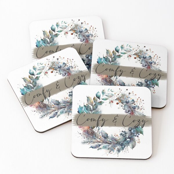 Item preview, Comfy & Cozy - watercolour winter wreath designed and sold by Chestnut Falls Studio.
